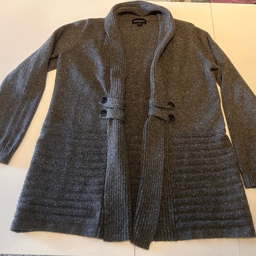 Charcoal Open-Front Cardigan
